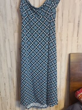 LuLaRoe Teal and Navy Floral Maxi Skirt